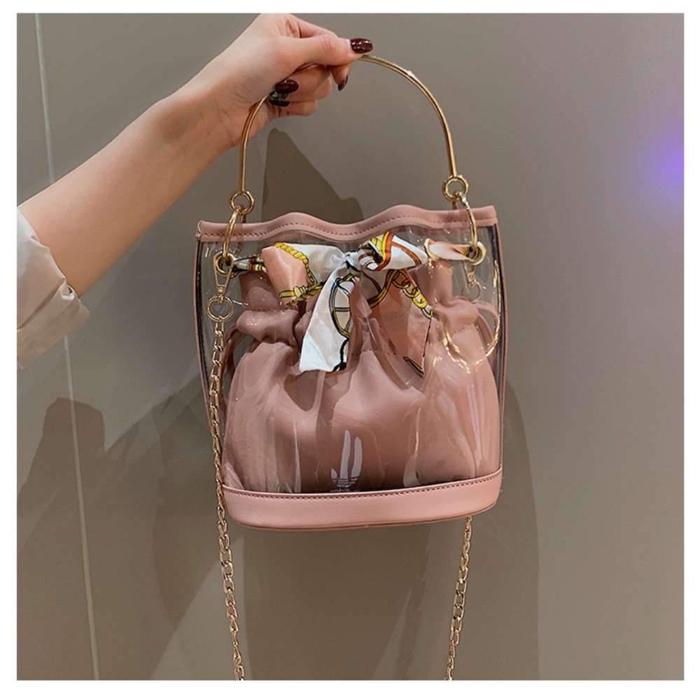 Women's transparent bucket bag